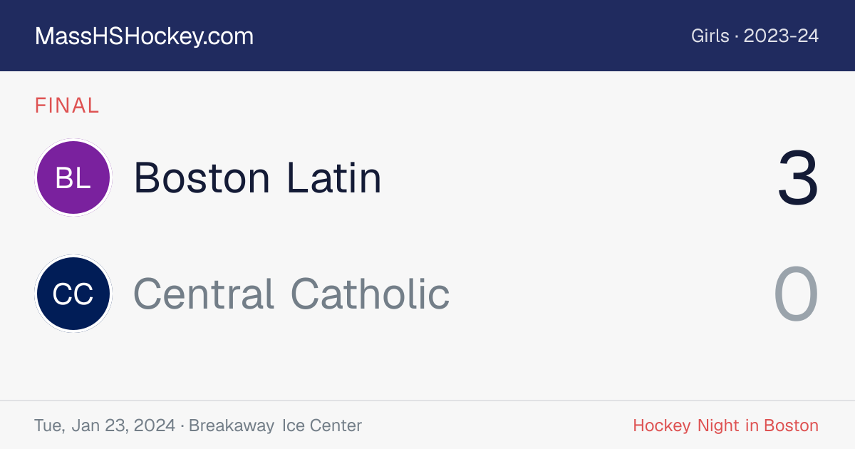 Boston Latin at Central Catholic score card