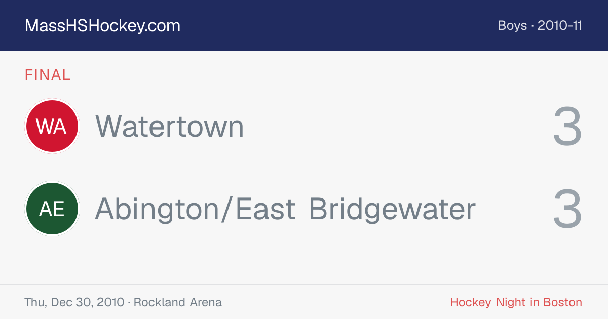 Watertown at Abington/East Bridgewater score card