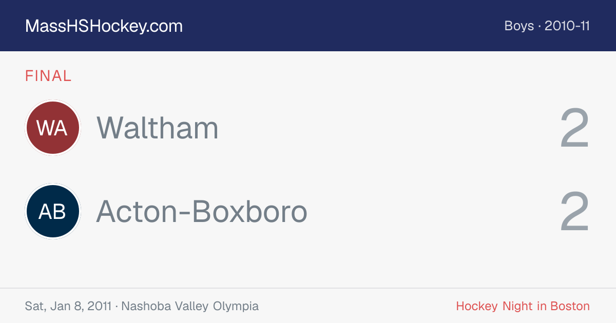 Waltham at Acton-Boxboro score card