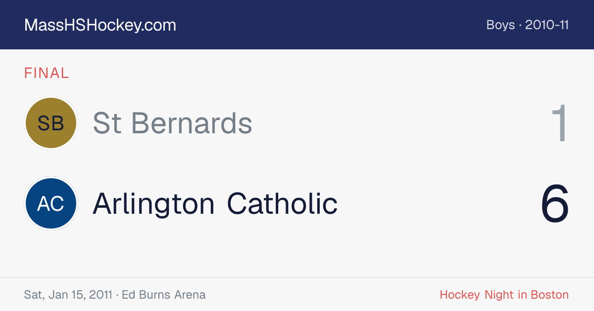 St Bernards at Arlington Catholic score card
