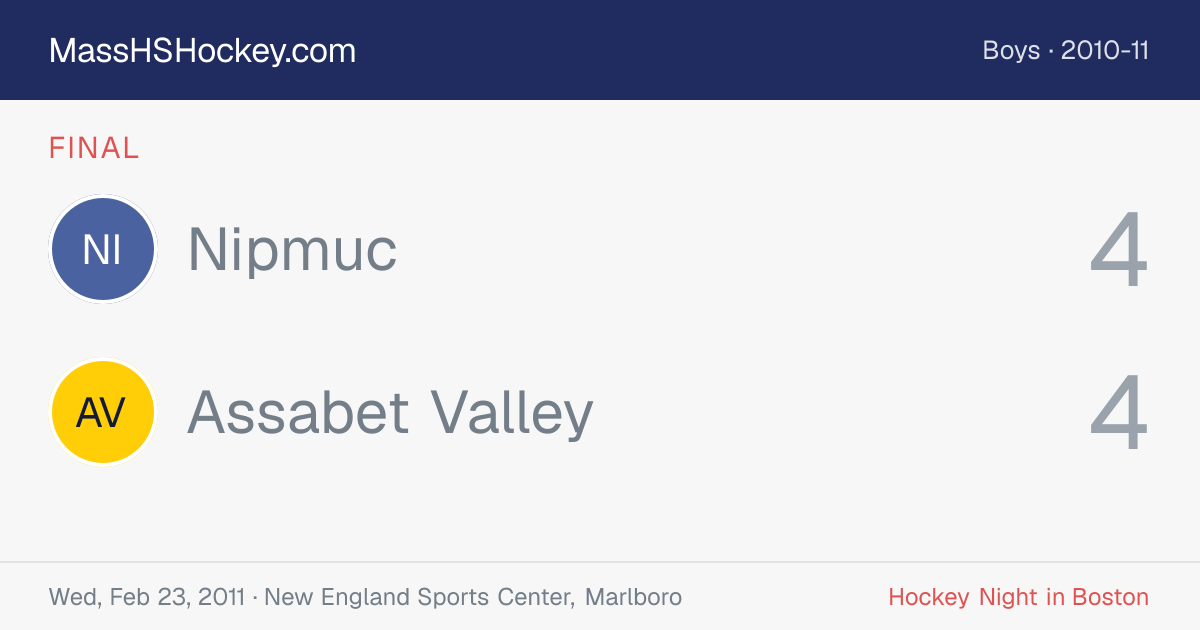 Nipmuc at Assabet Valley score card