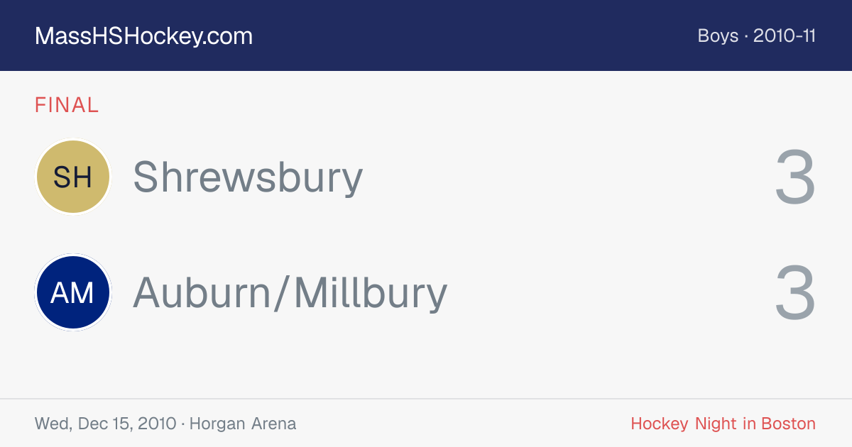 Shrewsbury at Auburn/Millbury score card