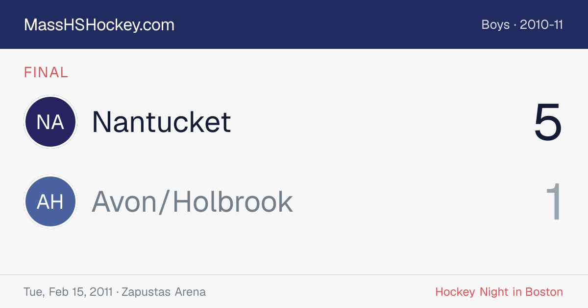 Nantucket at Avon/Holbrook score card
