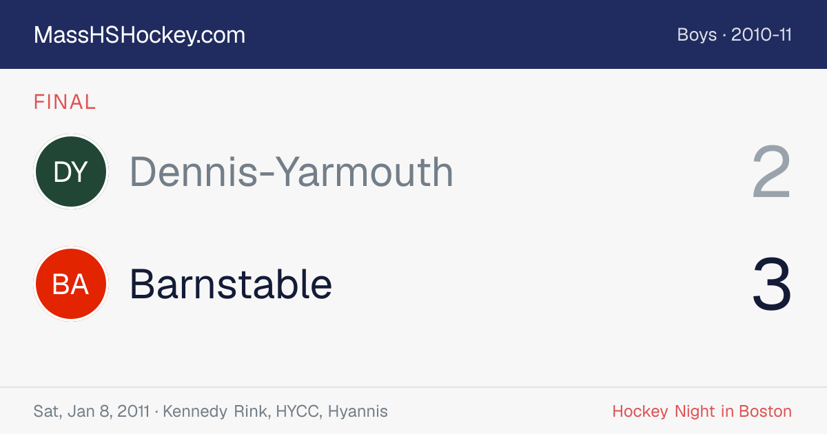 Dennis-Yarmouth at Barnstable score card