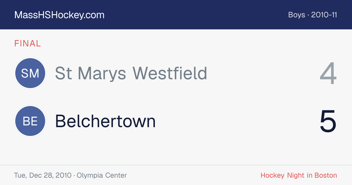 St Marys Westfield at Belchertown score card