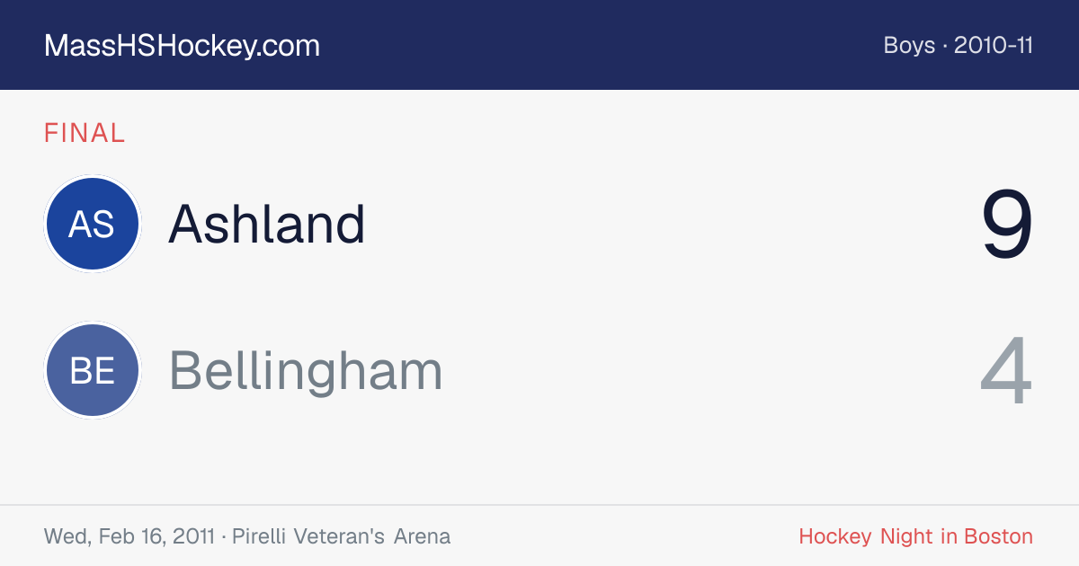 Ashland at Bellingham score card