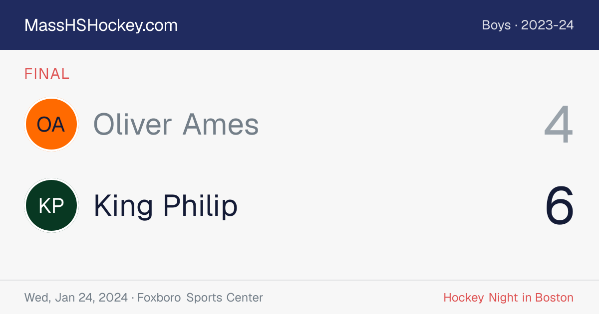 Oliver Ames at King Philip score card