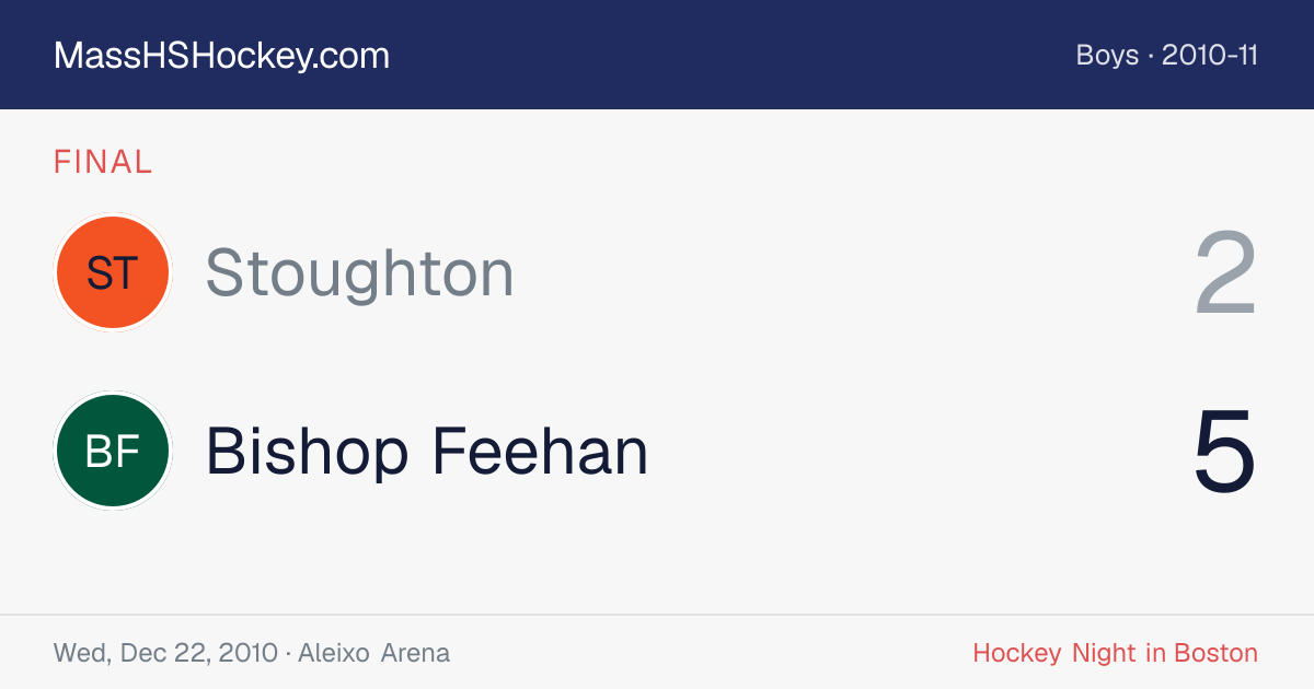 Stoughton at Bishop Feehan score card