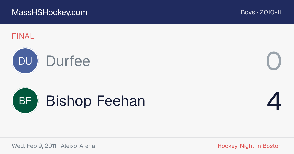 Durfee at Bishop Feehan score card