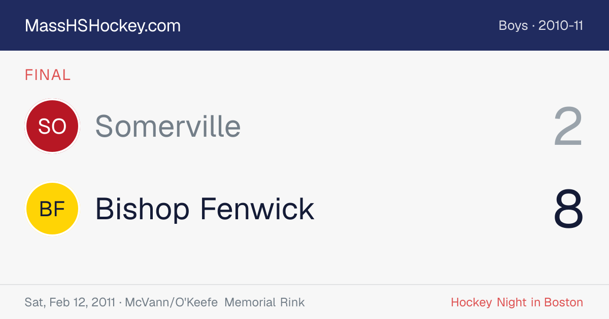 Somerville at Bishop Fenwick score card