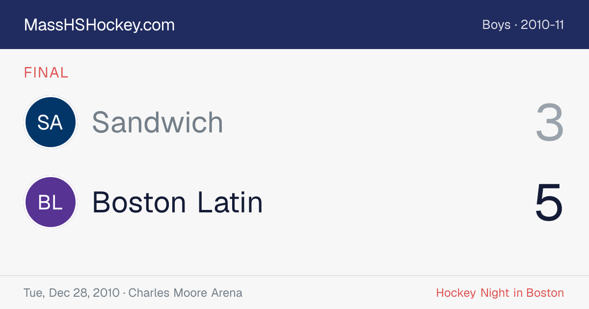 Sandwich at Boston Latin score card