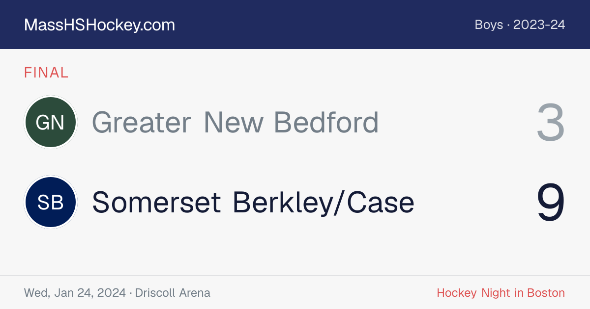 Greater New Bedford at Somerset Berkley/Case score card