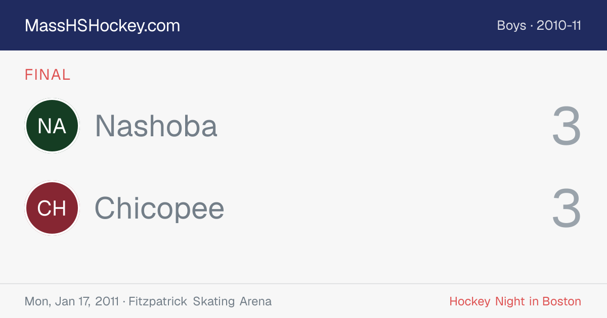 Nashoba at Chicopee score card
