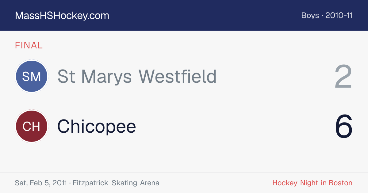 St Marys Westfield at Chicopee score card