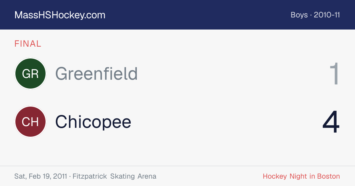 Greenfield at Chicopee score card