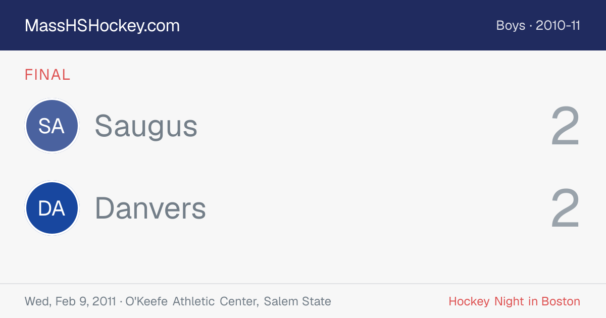 Saugus at Danvers score card