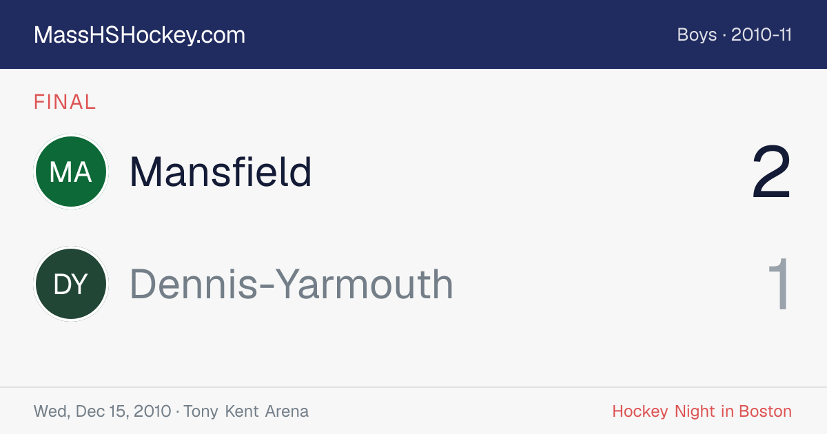 Mansfield at Dennis-Yarmouth score card