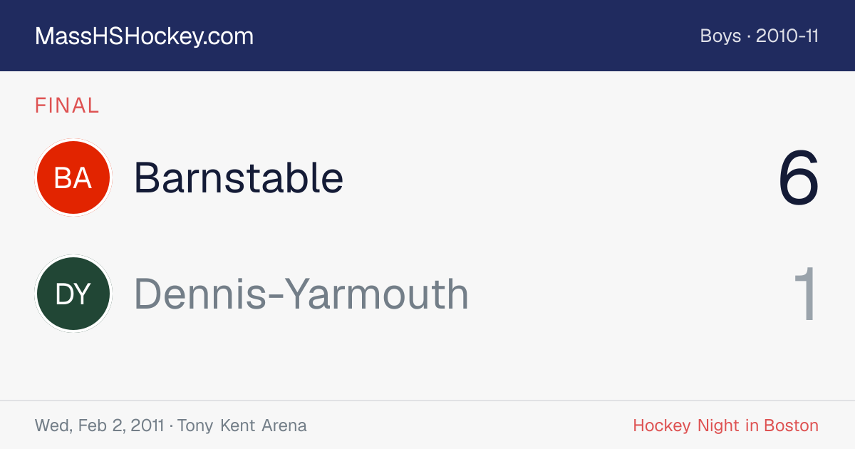 Barnstable at Dennis-Yarmouth score card