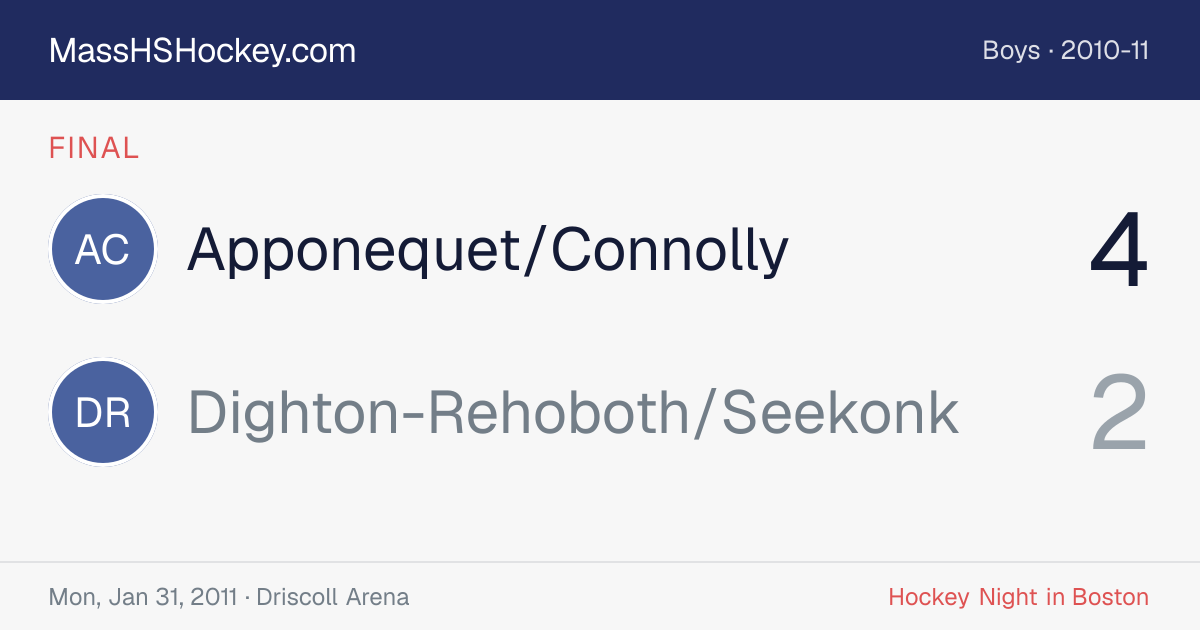 Apponequet/Connolly at Dighton-Rehoboth/Seekonk score card