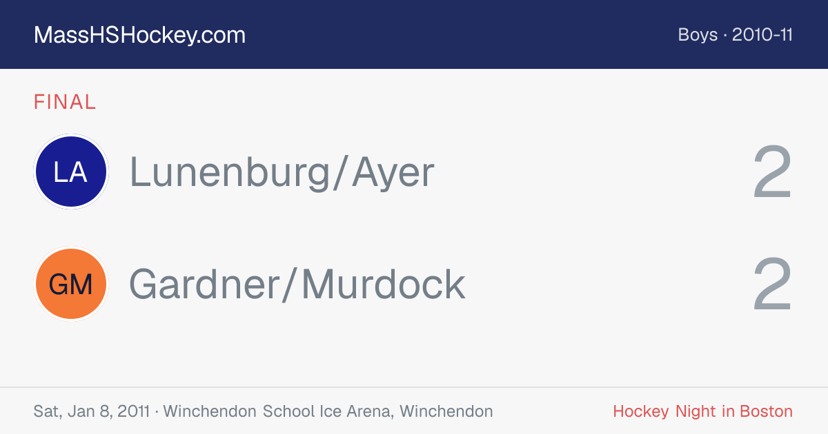 Lunenburg/Ayer at Gardner/Murdock score card