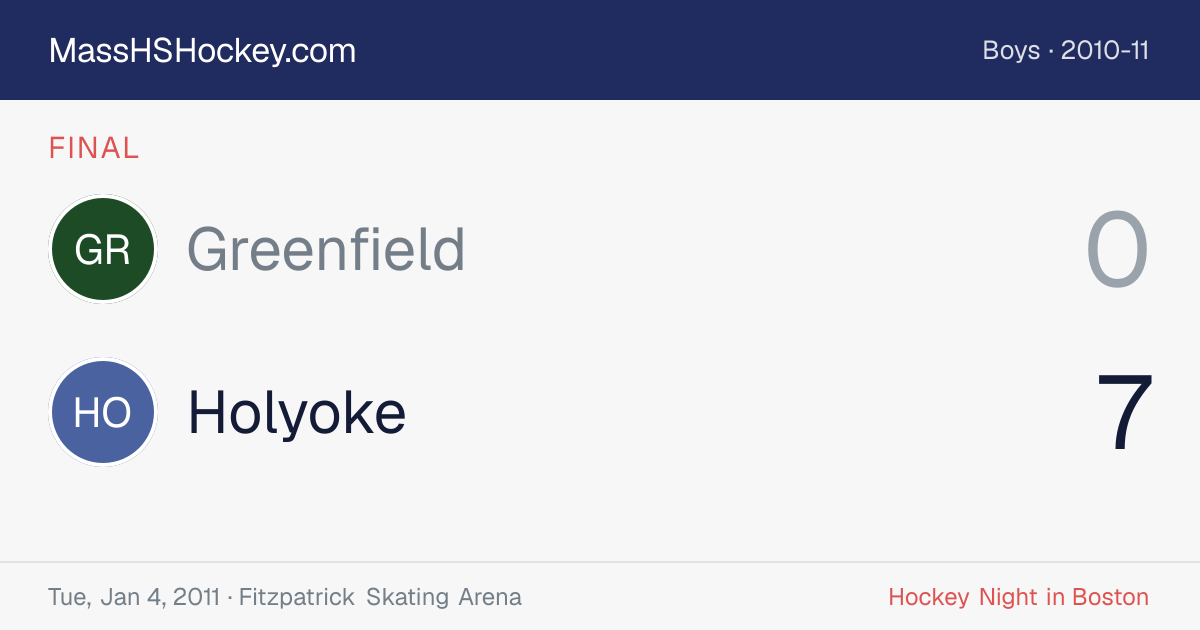 Greenfield at Holyoke score card