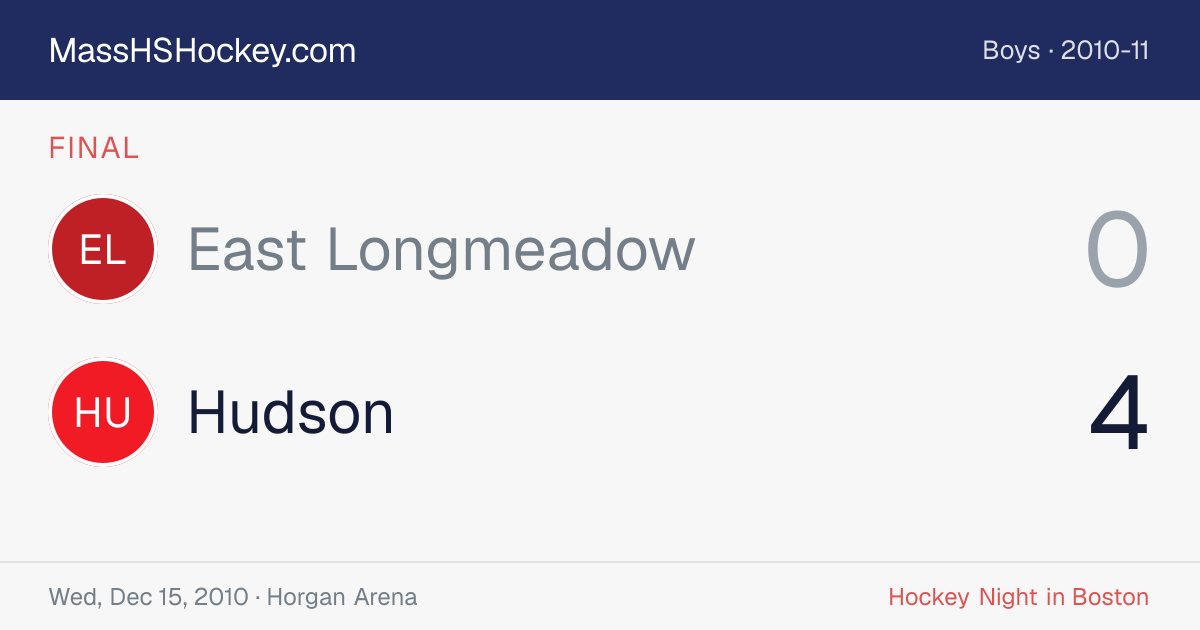 East Longmeadow at Hudson score card