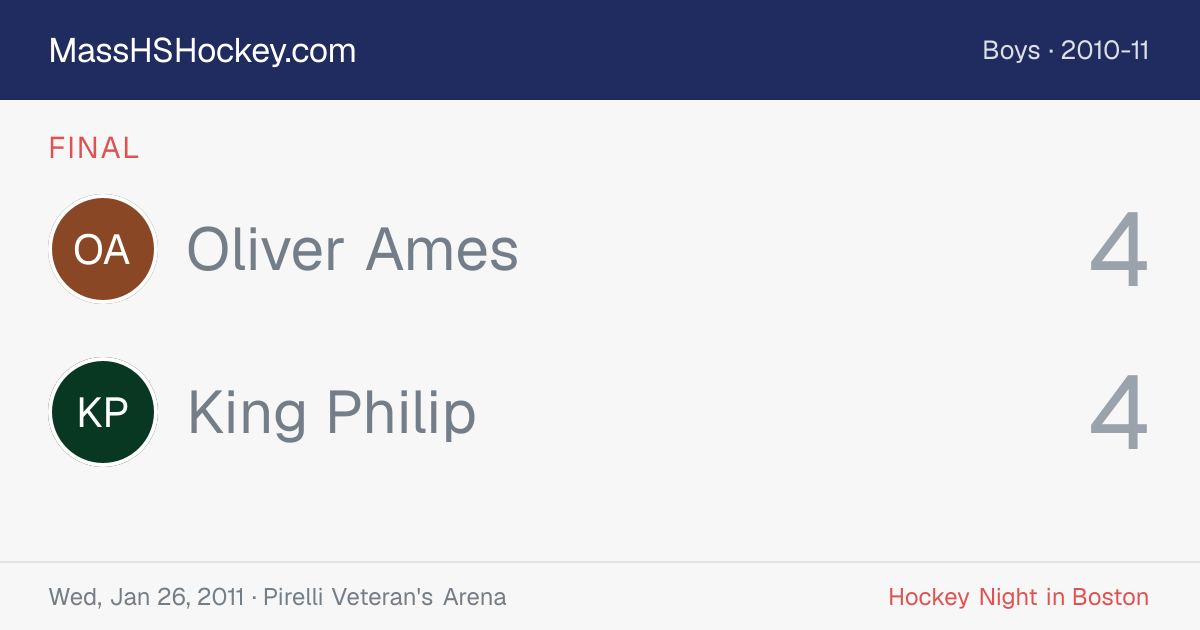 Oliver Ames at King Philip score card