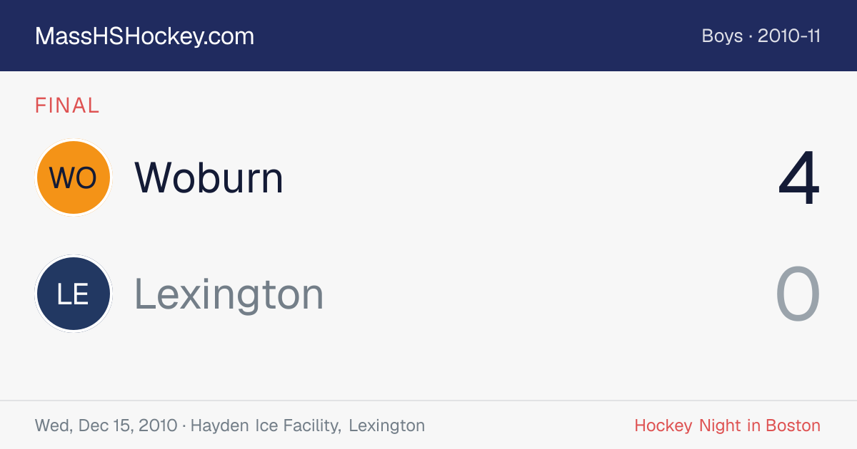Woburn at Lexington score card