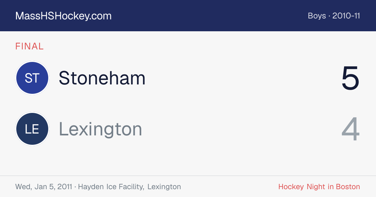 Stoneham at Lexington score card