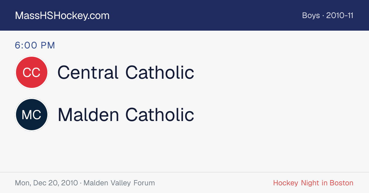 Central Catholic at Malden Catholic score card