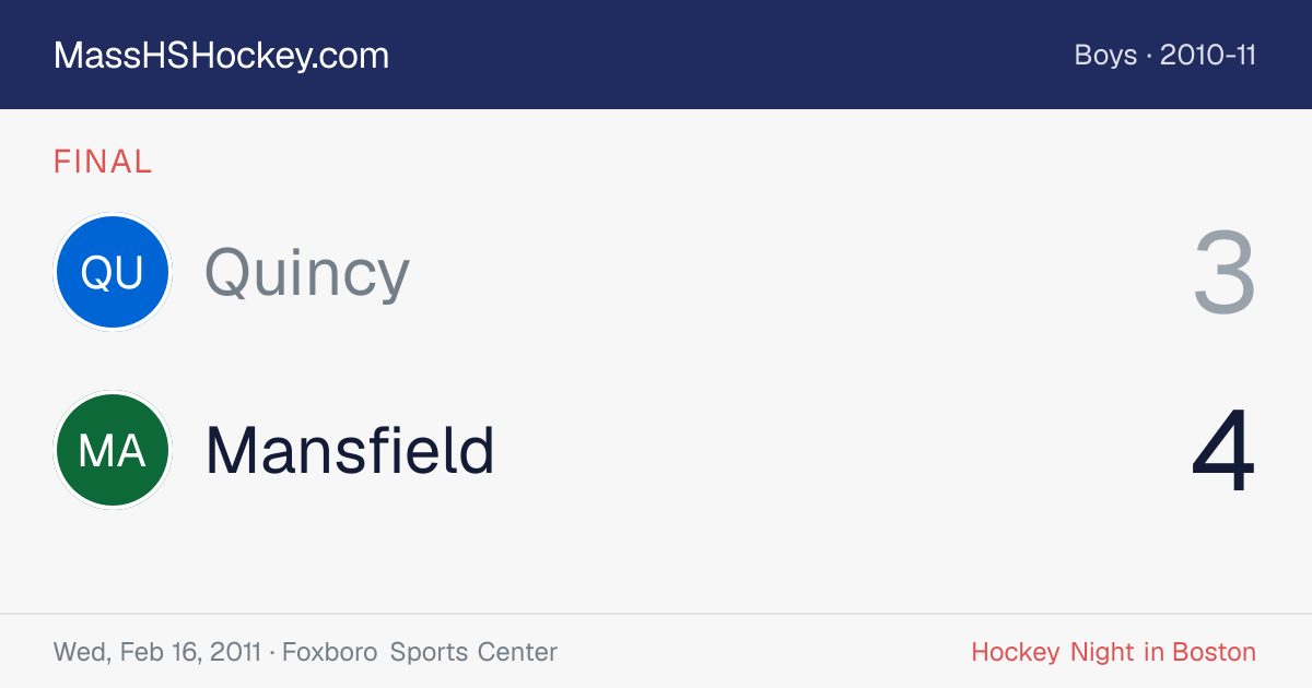 Quincy at Mansfield score card