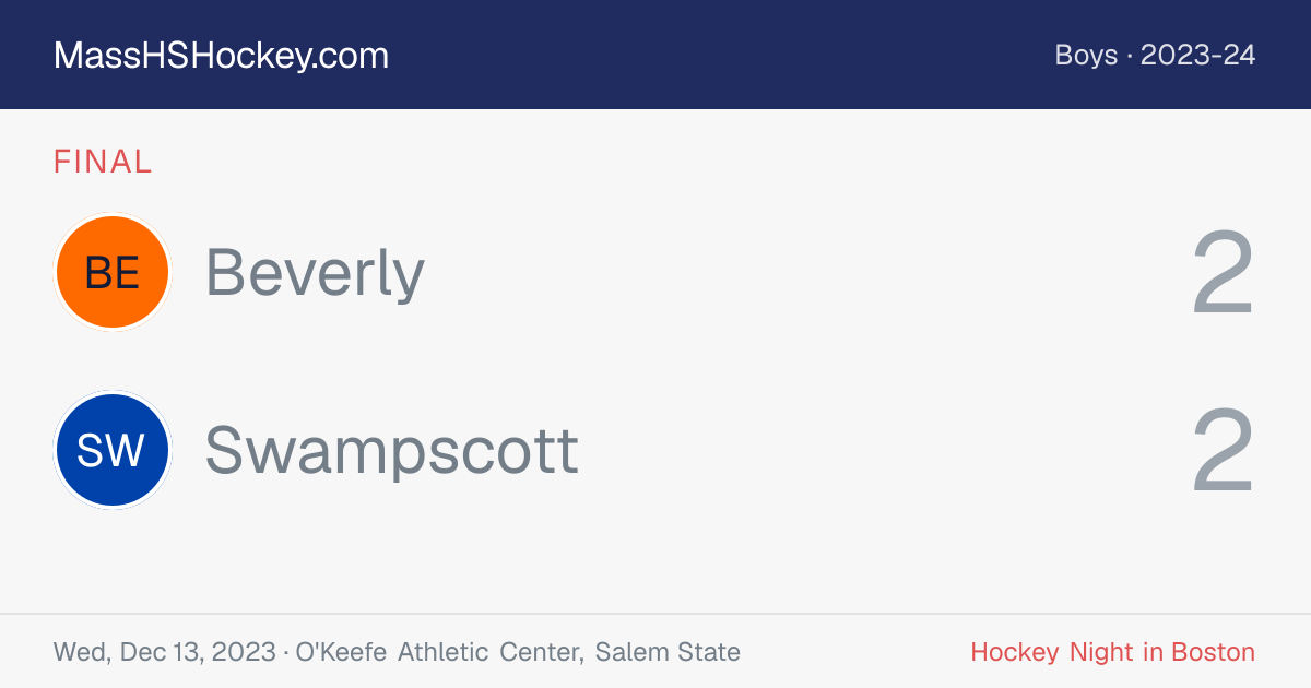 Beverly at Swampscott score card