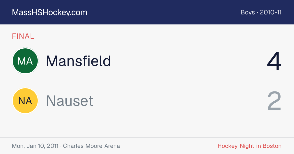 Mansfield at Nauset score card