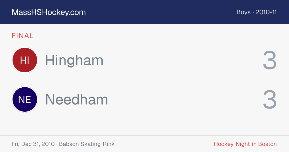 Hingham at Needham score card