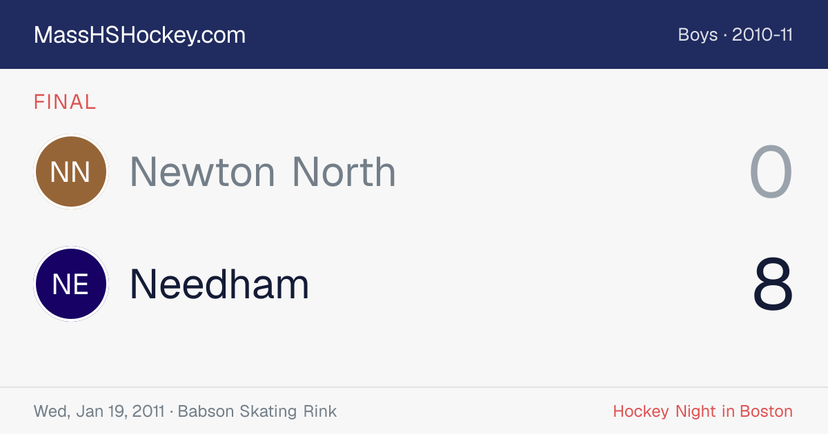 Newton North at Needham score card