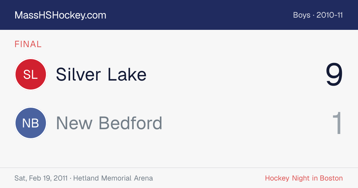 Silver Lake at New Bedford score card