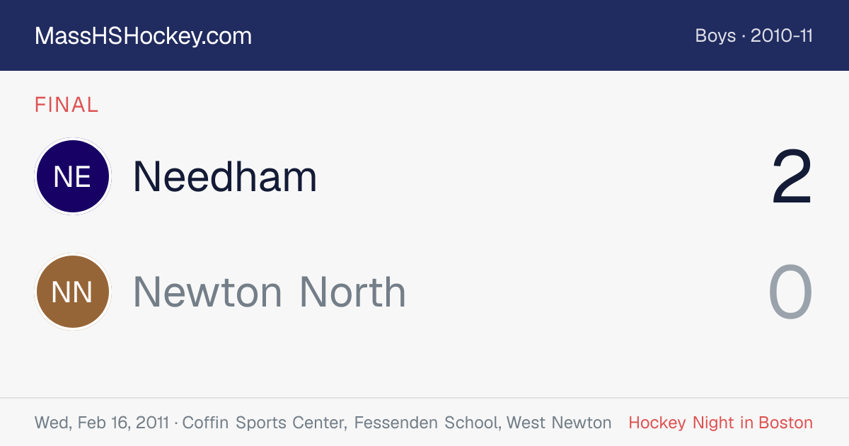 Needham at Newton North score card