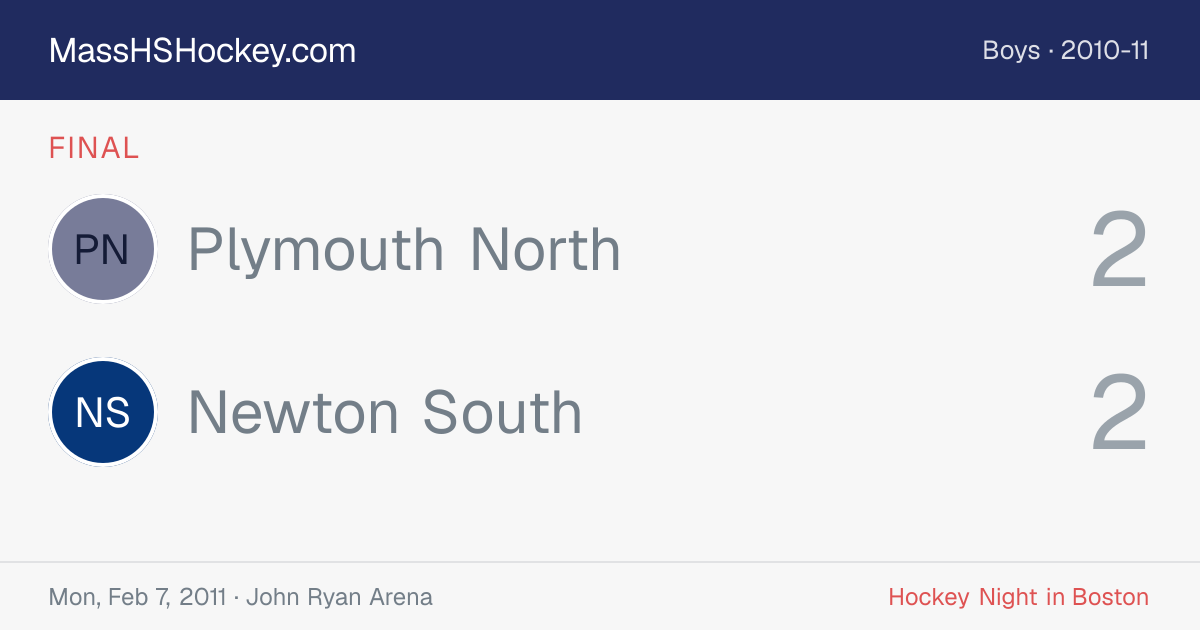 Plymouth North at Newton South score card