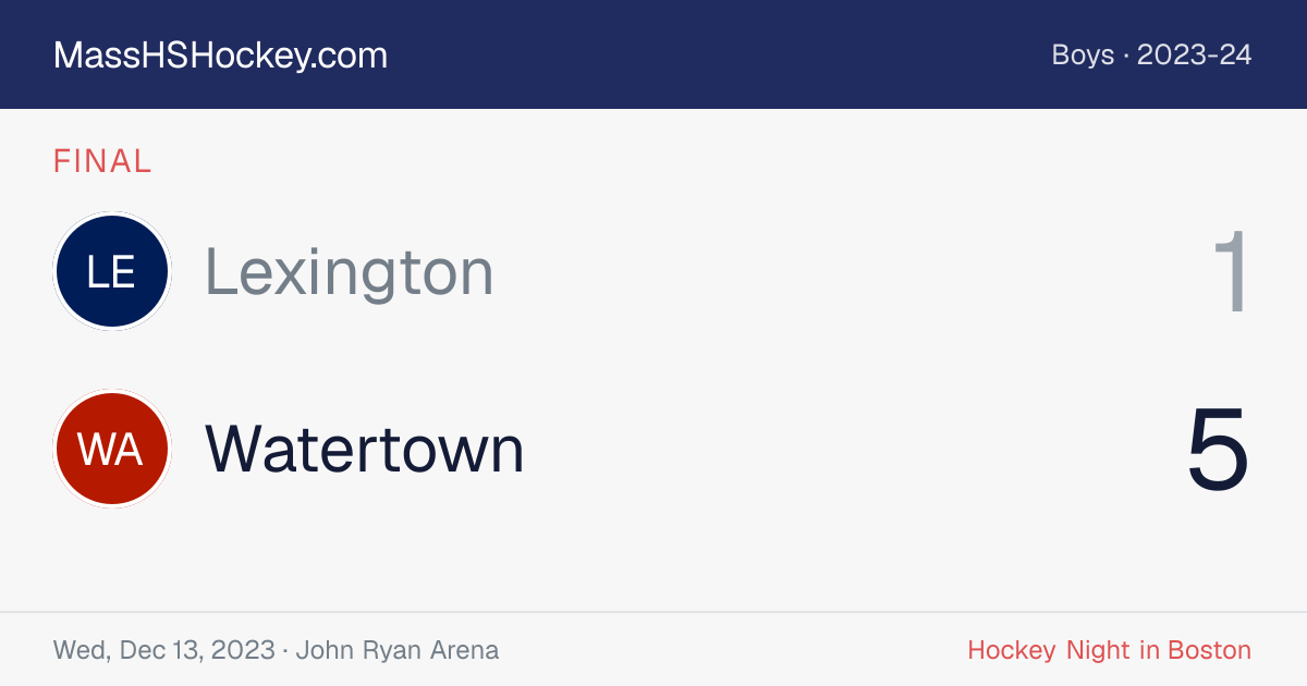 Lexington at Watertown score card