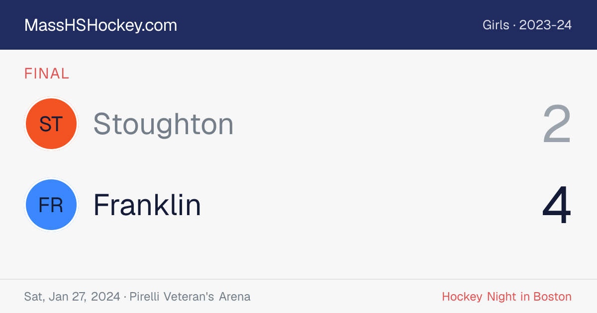 Stoughton at Franklin score card