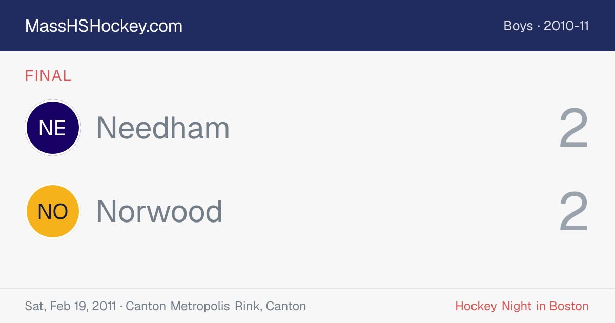 Needham at Norwood score card
