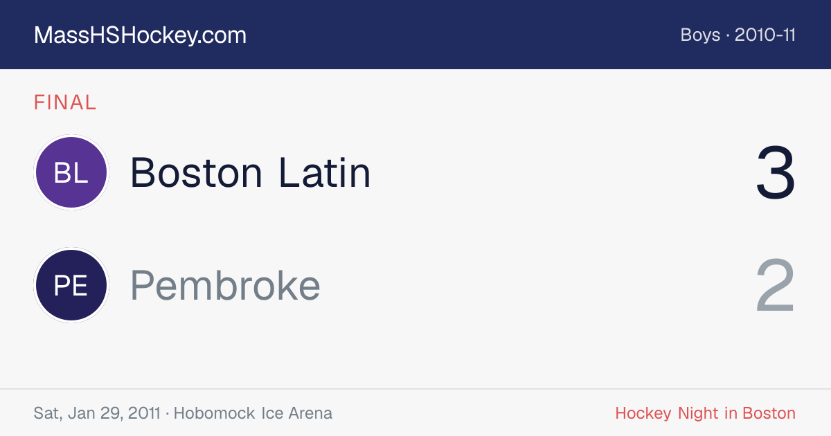 Boston Latin at Pembroke score card
