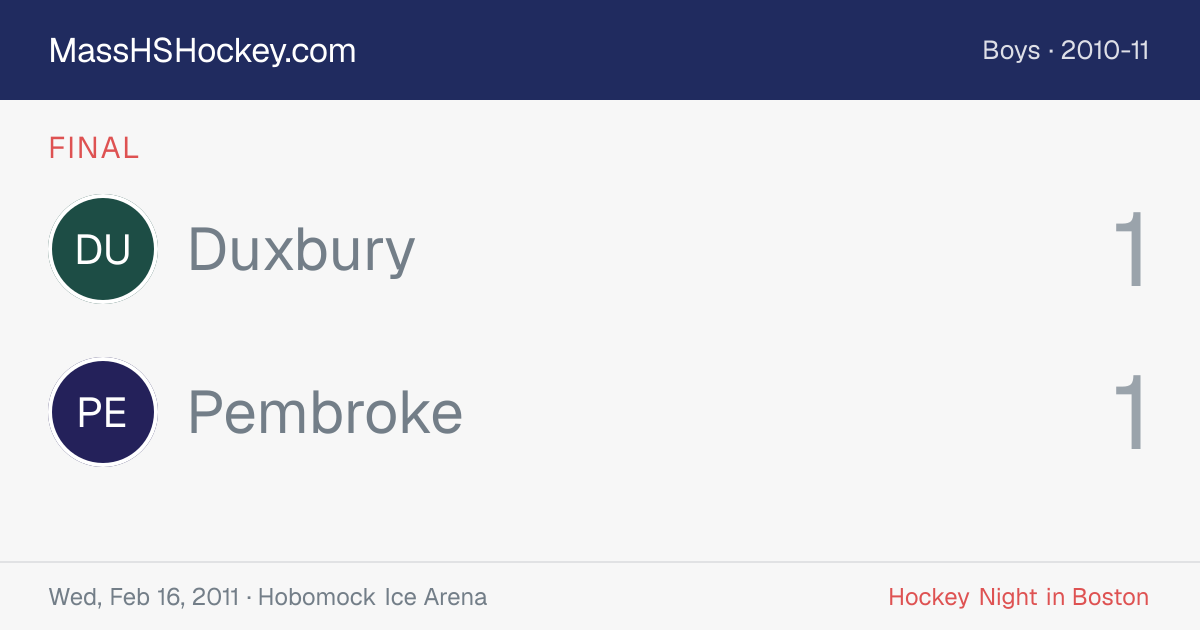 Duxbury at Pembroke score card