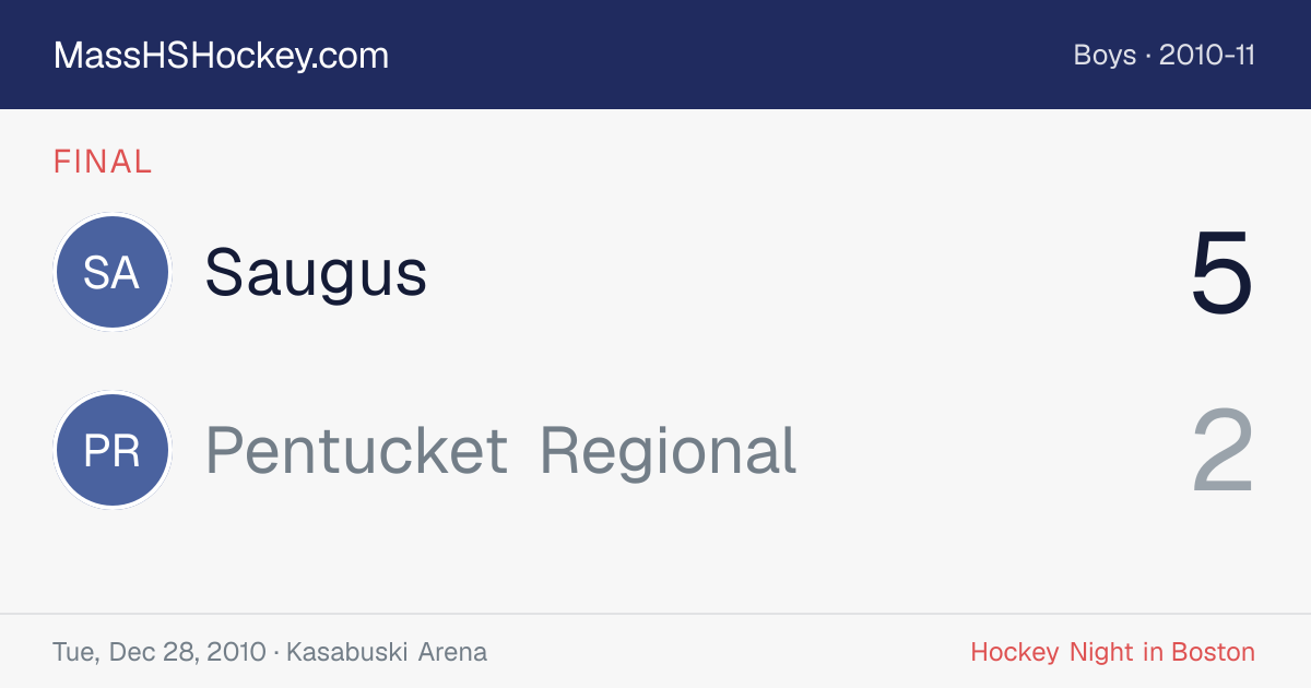 Saugus at Pentucket Regional score card