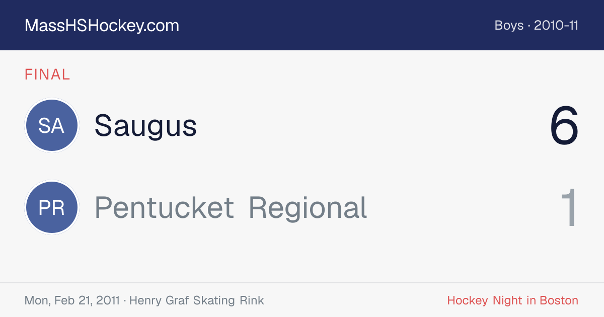 Saugus at Pentucket Regional score card