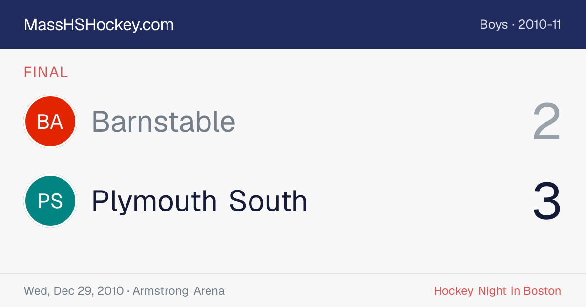 Barnstable at Plymouth South score card