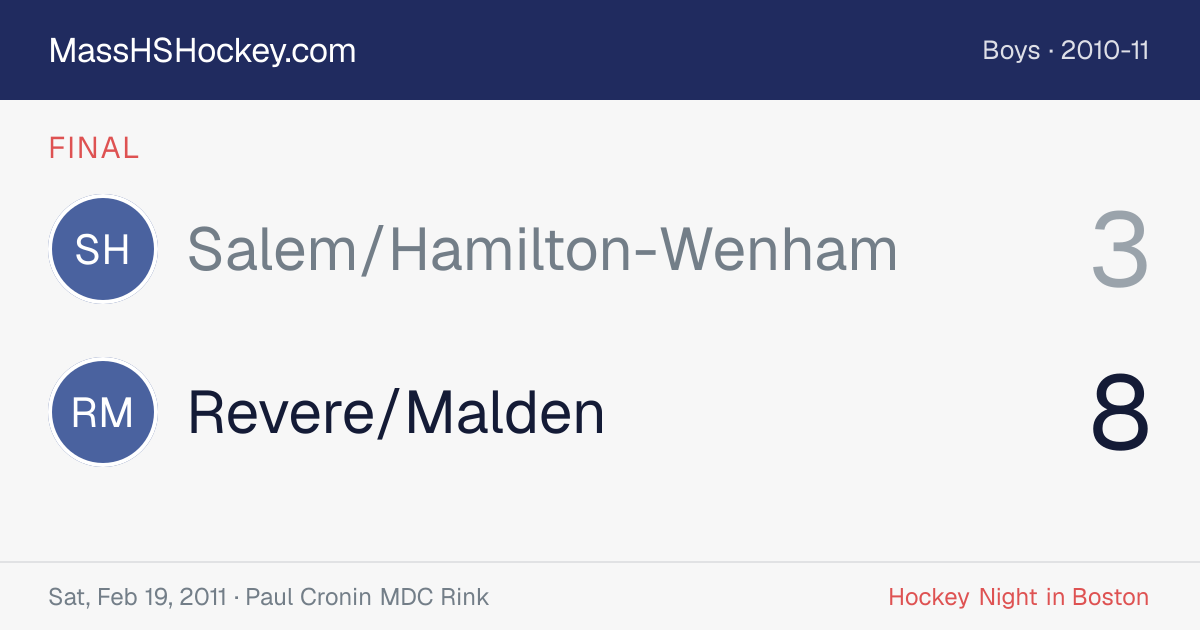 Salem/Hamilton-Wenham at Revere/Malden score card