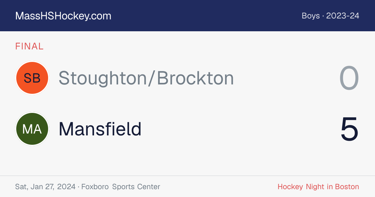 Stoughton/Brockton at Mansfield score card