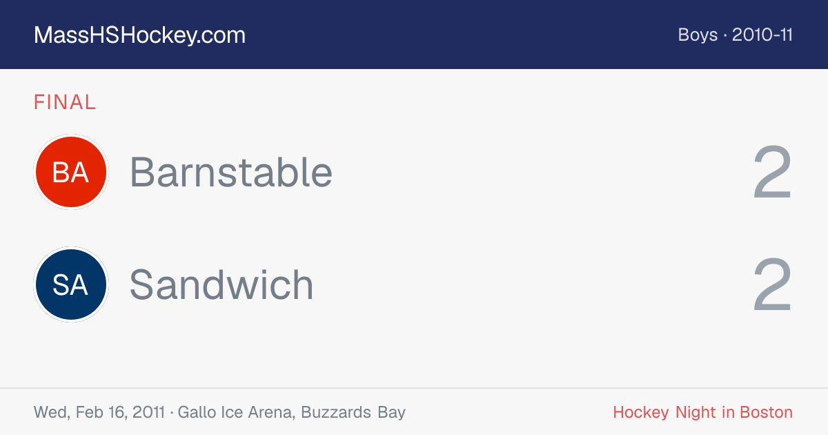 Barnstable at Sandwich score card