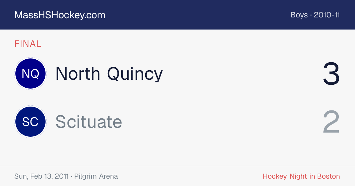 North Quincy at Scituate score card